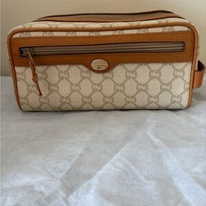 Gucci Tan and Brown Toiletry Bag
